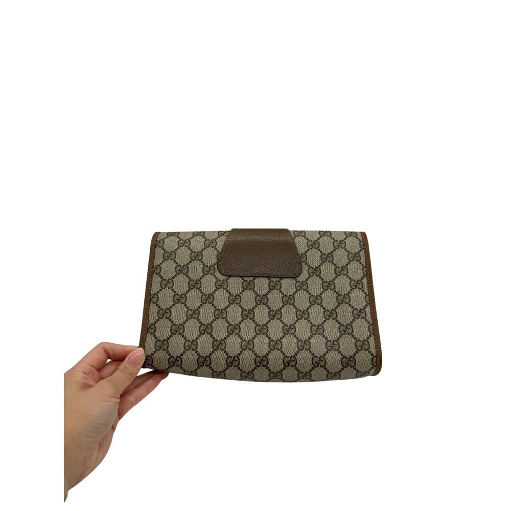 KT034: Gucci GG Supreme Web Sherry Line clutch*COA - Picture 2 of 7